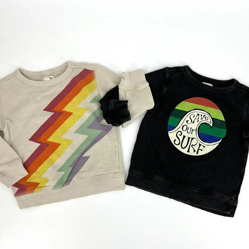Gymboree Size 2T Lot of Two Sweatshirts Rainbow Surf Pride
